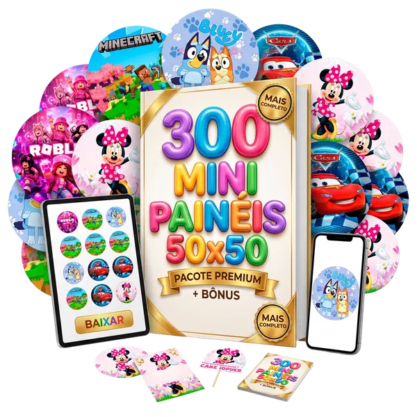 Mockup do pacote premium com 300 mini painéis
